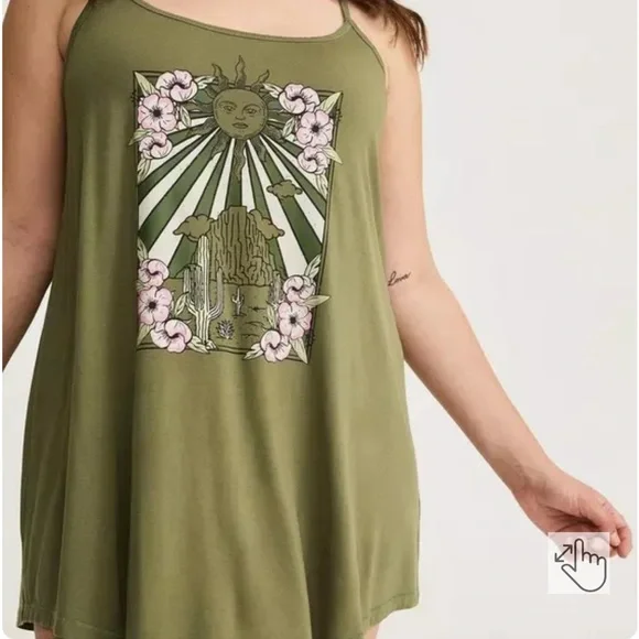TORRID Soft Cami Mini Sleep Gown Desert Sky Olivine Size 0/L - Picture 11 of 13